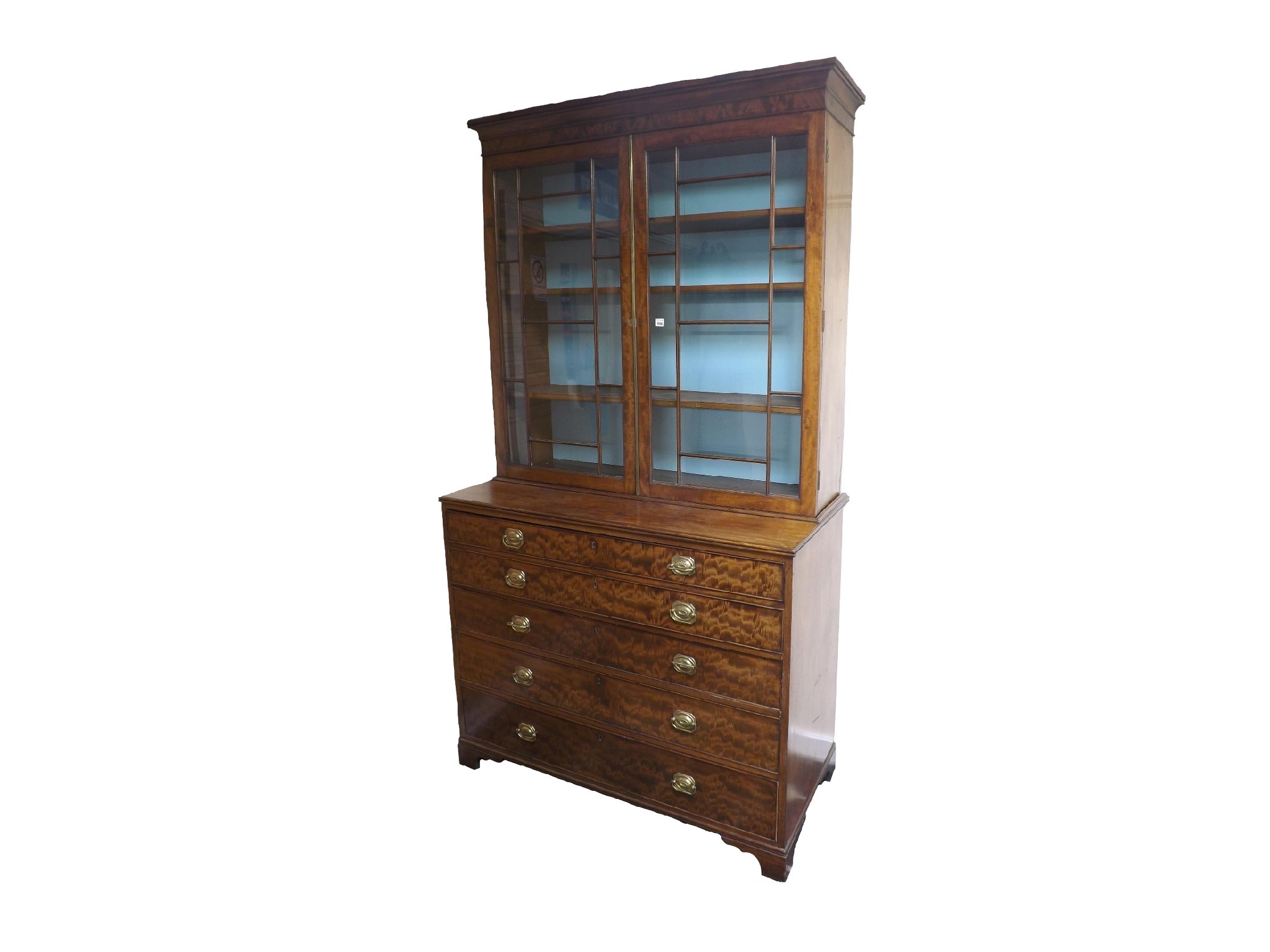 Appraisal: Good late Georgian plum pudding mahogany secretaire bookcase the glazed