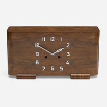 Appraisal: Wilhelm Kienzle TABLE CLOCK KienzleSwitzerland c walnut burl chrome-plated brass