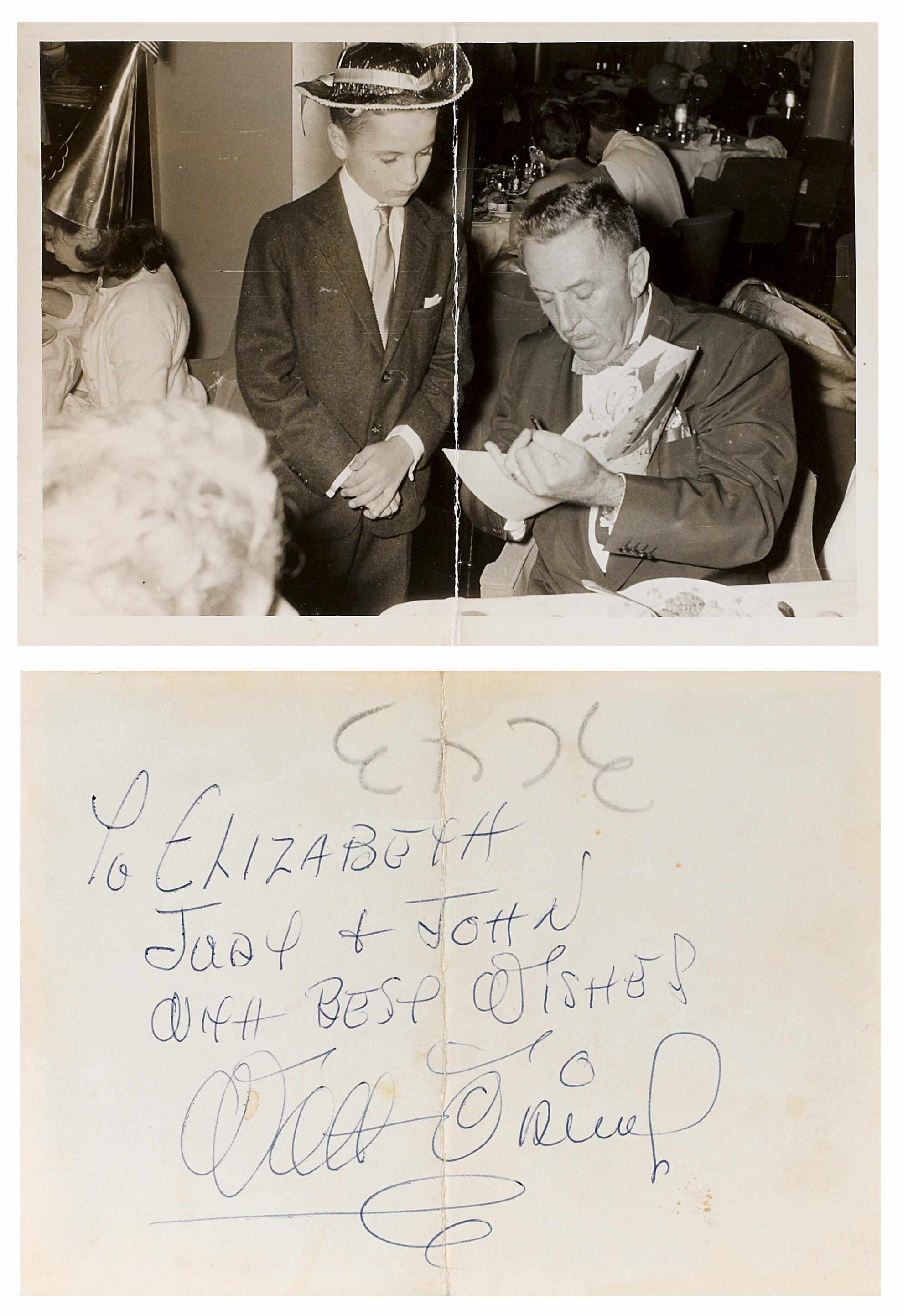 Appraisal: Hollywood Memorabilia s- s A Walt Disney signed photograph Black