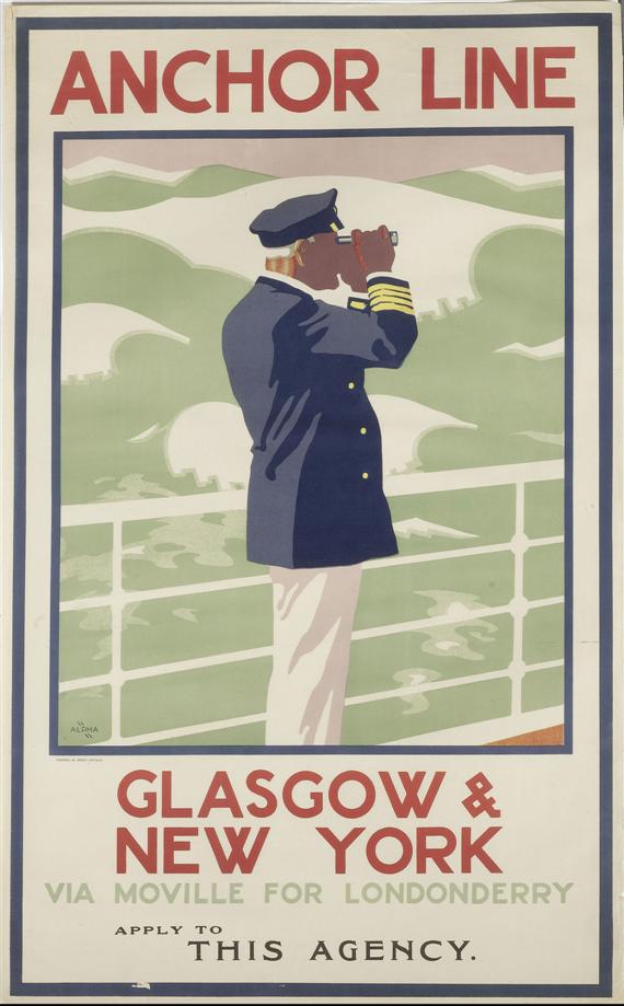 Appraisal: POSTER -Anchor Line Glasgow New York via Moville for Londonderry