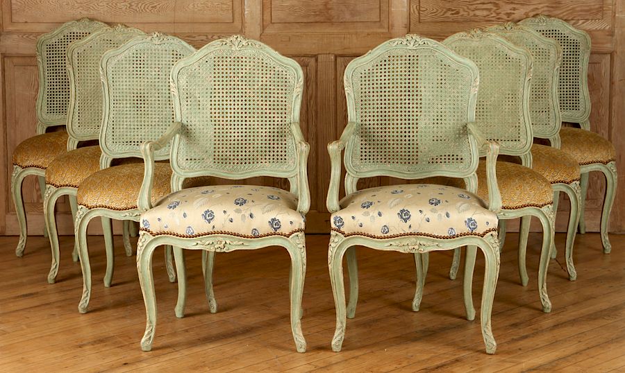 Appraisal: SET FRENCH CARVED LOUIS XV STYLE DINING CHAIRS A set