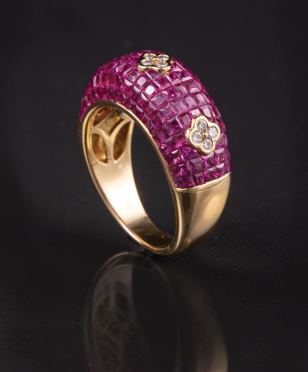 Appraisal: kt Yellow Gold Ruby and Diamond Ring upper shank with