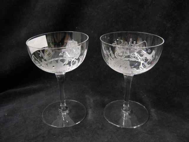 Appraisal: Heisey Glass ''Tally Ho'' Etched Stemware - designed by Carl