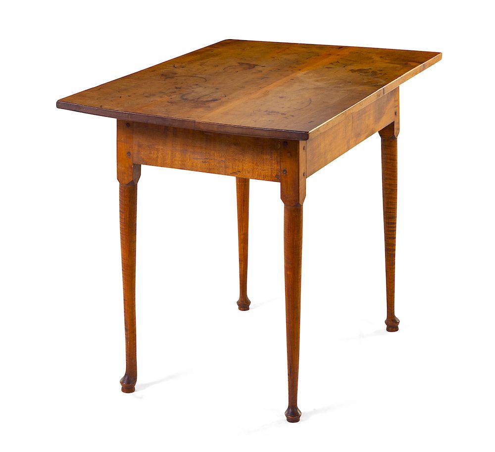 Appraisal: A Queen Anne Tiger Maple Side Table A Queen Anne