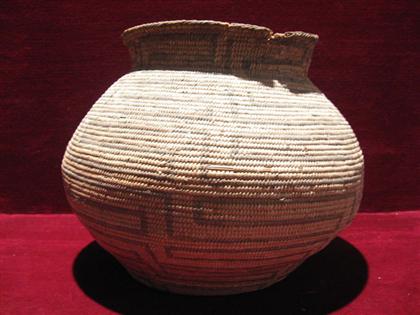 Appraisal: Native American basket Possibly Pima with a woven geometric pattern