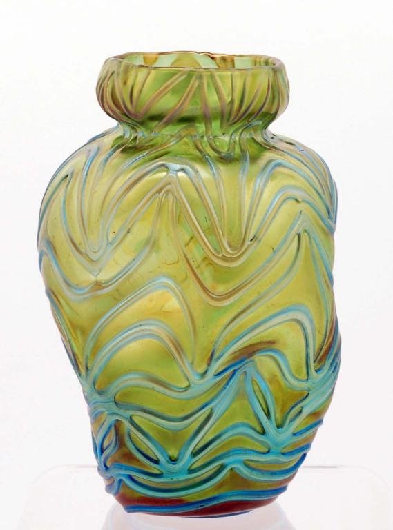 Appraisal: A Loetz Formosa vase Pinched body in green glass with