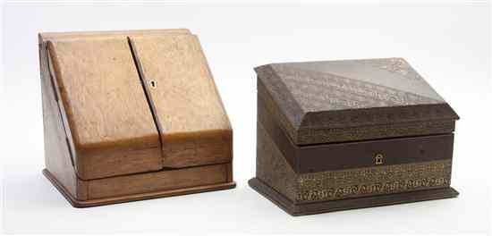 Appraisal: Two French Letter Boxes comprising a tooled leather example by