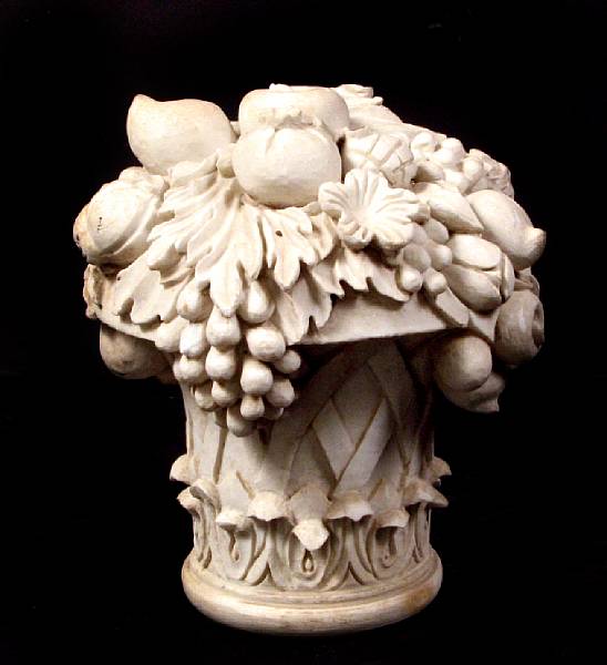 Appraisal: A large carved Italian marble finial of a fruit basket