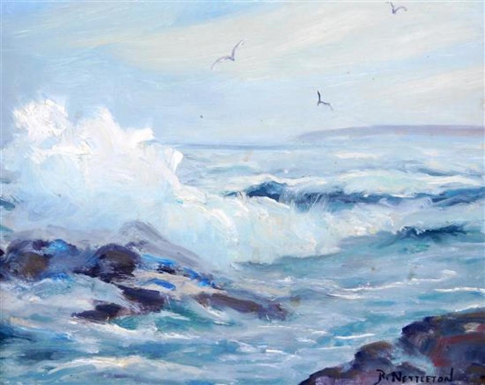 Appraisal: Ruth Nettleton Massachusetts - oil on panel seascape with billowing