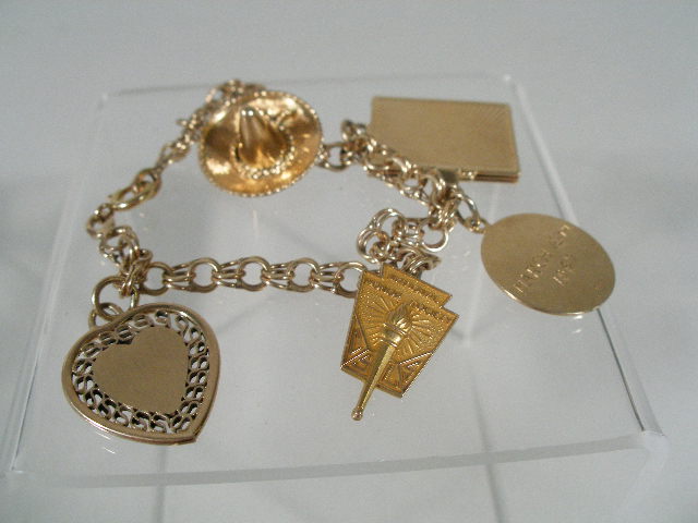 Appraisal: Gold Chain Bracelet with Five Charms K yellow gold several