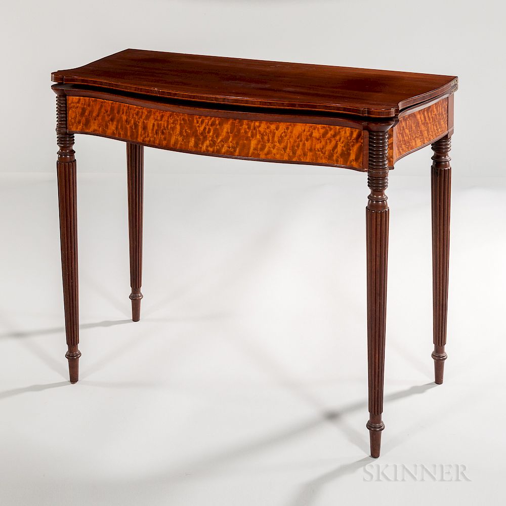 Appraisal: Mahogany and Bird's-eye Maple Veneer Card Table Mahogany and Bird's-eye