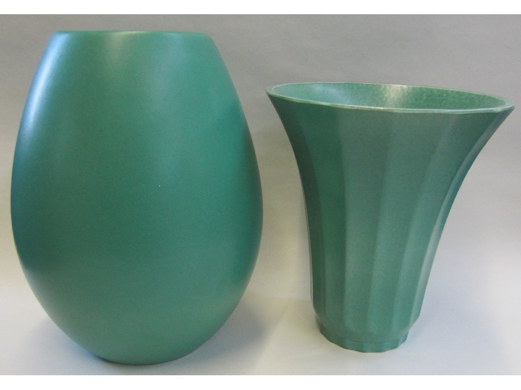 Appraisal: Keith Murray for Wedgwood green glazed fluted vase and a