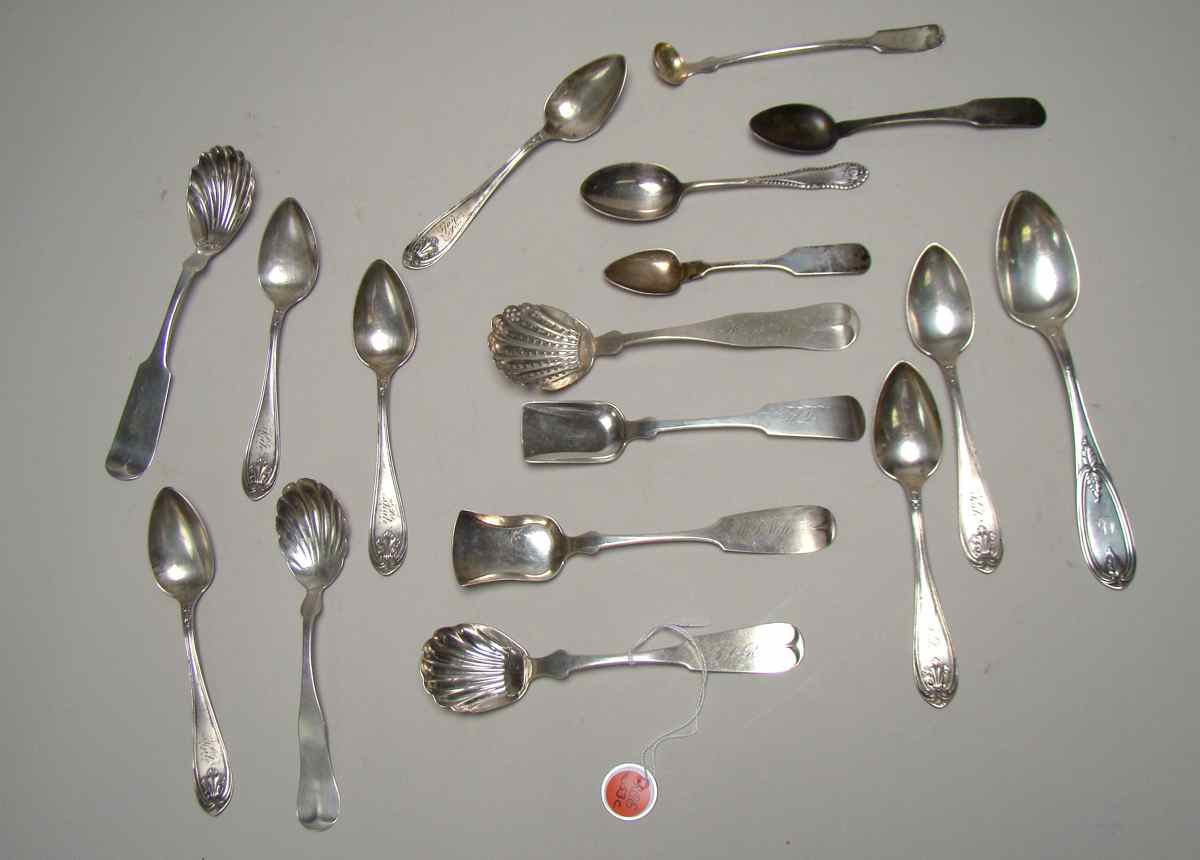 Appraisal: SEVENTEEN PIECES OF AMERICAN SILVER FLATWARE By various makers Includes