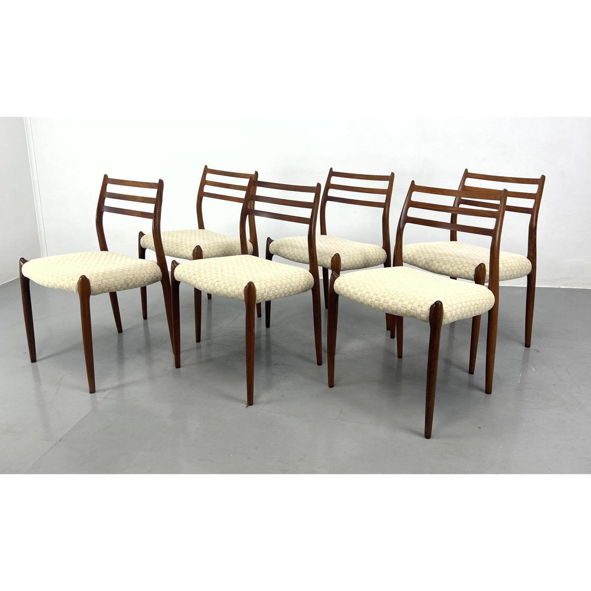 Appraisal: Set J L MOLLER Danish Modern Rosewood Dining Chairs Three