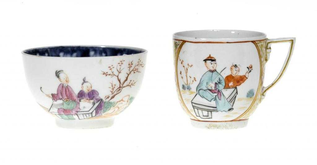 Appraisal: A DERBY COFFEE CUP AND A TEA BOWL the well