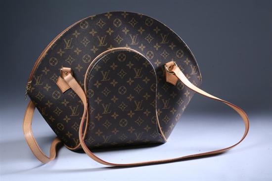 Appraisal: LOUIS VUITTON BROWN LEATHER HANDBAG In signature monogram Fan shape