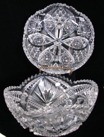 Appraisal: Two cut glass bowls one square and one shallow bowl