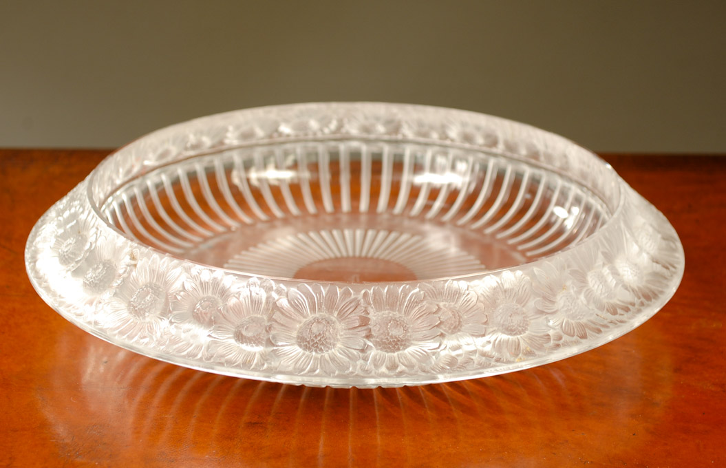 Appraisal: LALIQUE CRYSTAL CENTERPIECE BOWL in the Marguerites pattern with frosted