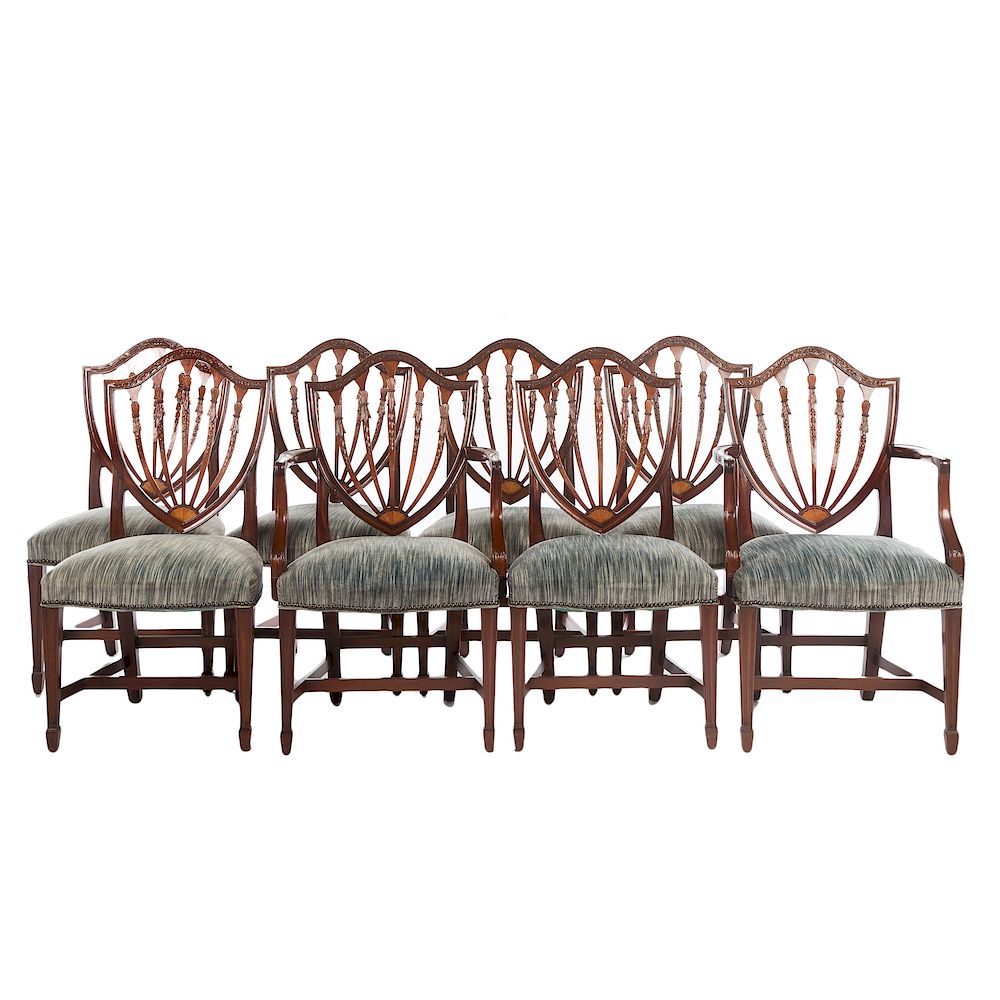 Appraisal: Potthast Federal Style Mahogany Dining Chairs th century Potthast Bros