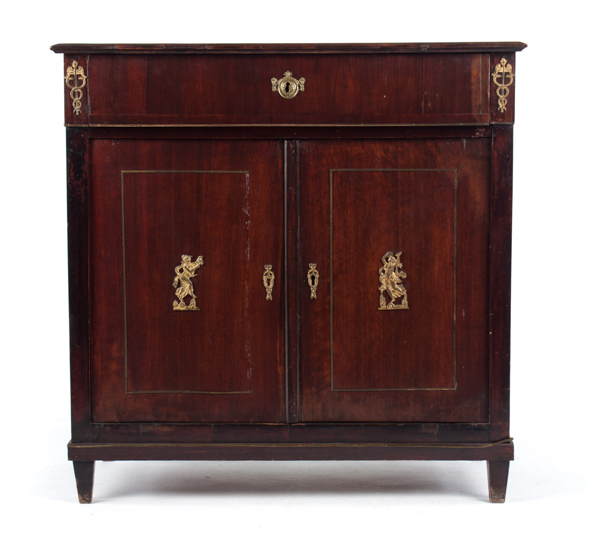 Appraisal: Empire style mahogany cabinet late th century flat top long