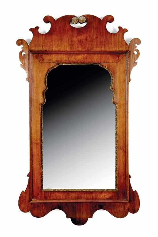 Appraisal: George II mahogany looking glass mid th century swept-back scrollwork