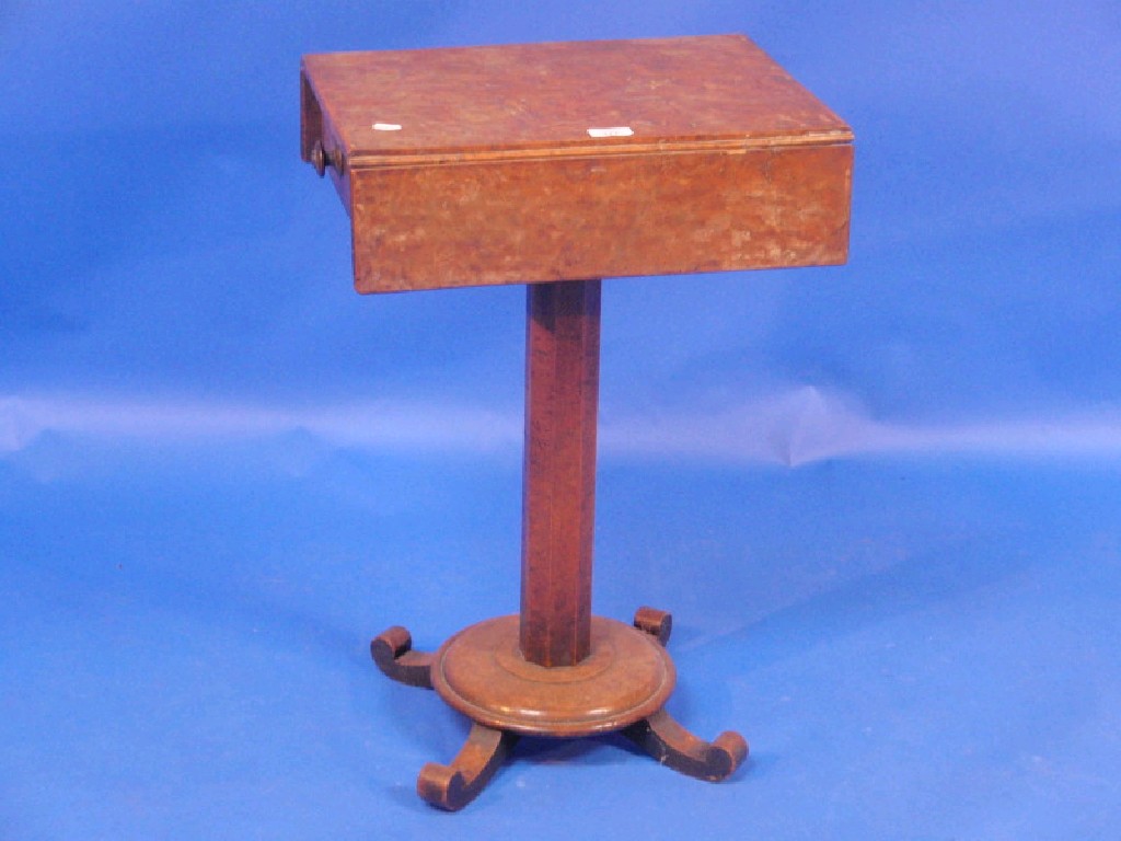 Appraisal: A Victorian figured walnut work stand with two fall leaves