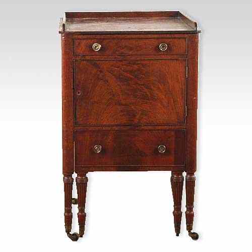 Appraisal: An English George III Sheraton Flame Mahogany Washstand Cabinet circa