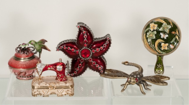 Appraisal: Five Jewelled Trinket Boxes L