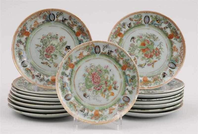 Appraisal: SEVENTEEN CANTON ENAMELED BUTTER PLATES Each inscribed in iron red