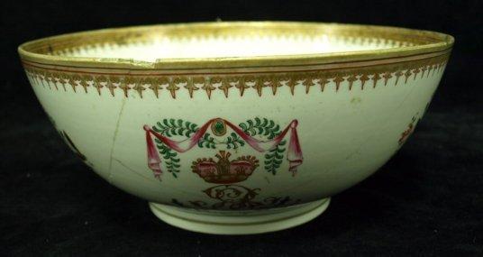 Appraisal: An th Century floral bowl with crowned monogram and motto