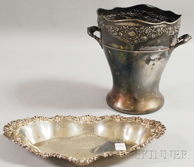 Appraisal: Sterling Silver Durgin Bread Tray and a Silver-plated Derby Champleve