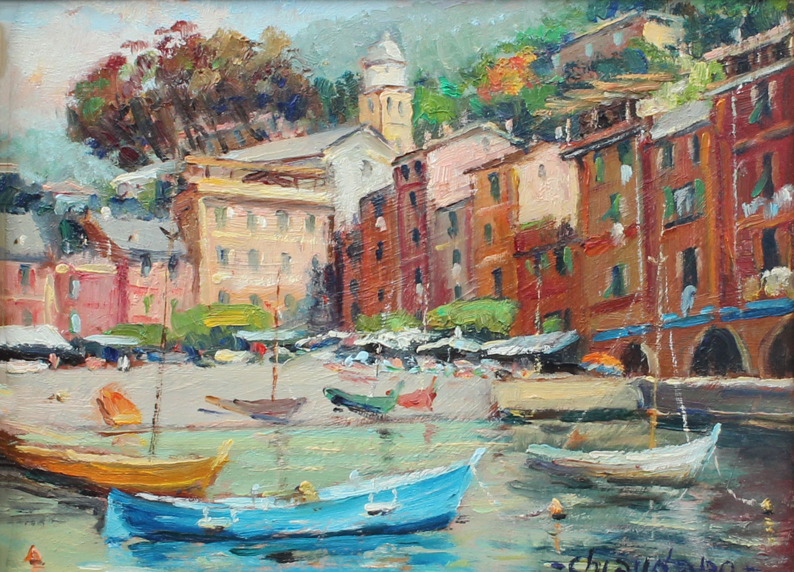 Appraisal: CHIAUDANO Beppe Italian ''Portofino'' Oil Board '' x '' signed