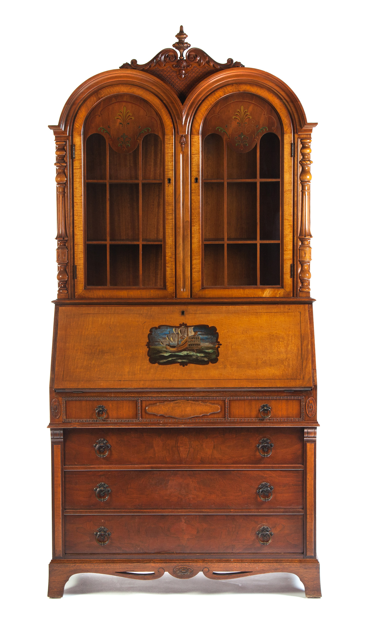 Appraisal: DROP-FRONT SECRETARY BOOKCASE American st half- th century Mixed woods