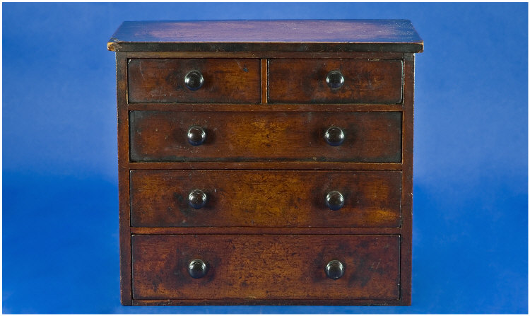 Appraisal: Victorian Oak Sample Apprentice Chest of Drawers inches by inches