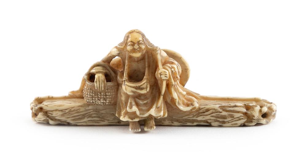 Appraisal: JAPANESE CARVED IVORY NETSUKE TH CENTURY LENGTH JAPANESE CARVED IVORY