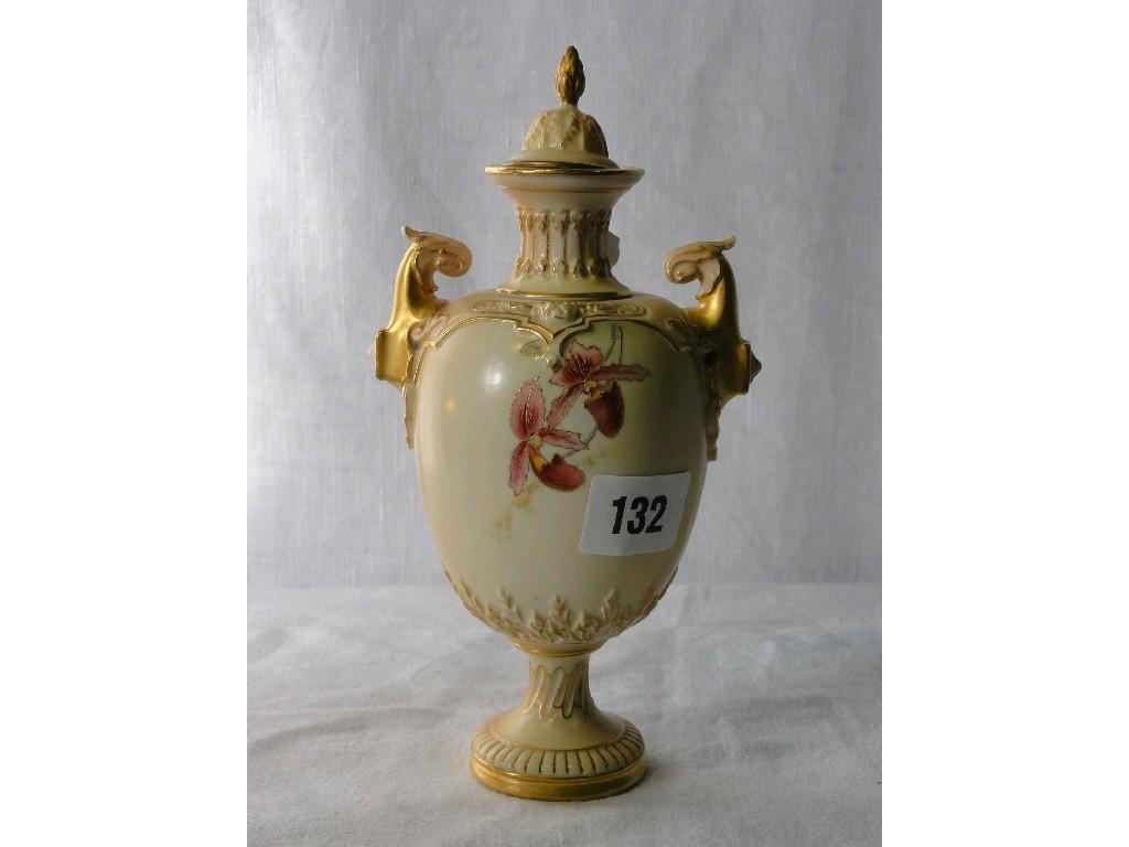 Appraisal: A Royal Worcester blush ivory two handled vase and cover