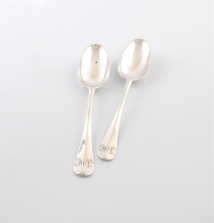 Appraisal: A pair of George I silver Hanoverian Rat-tail pattern tablespoons