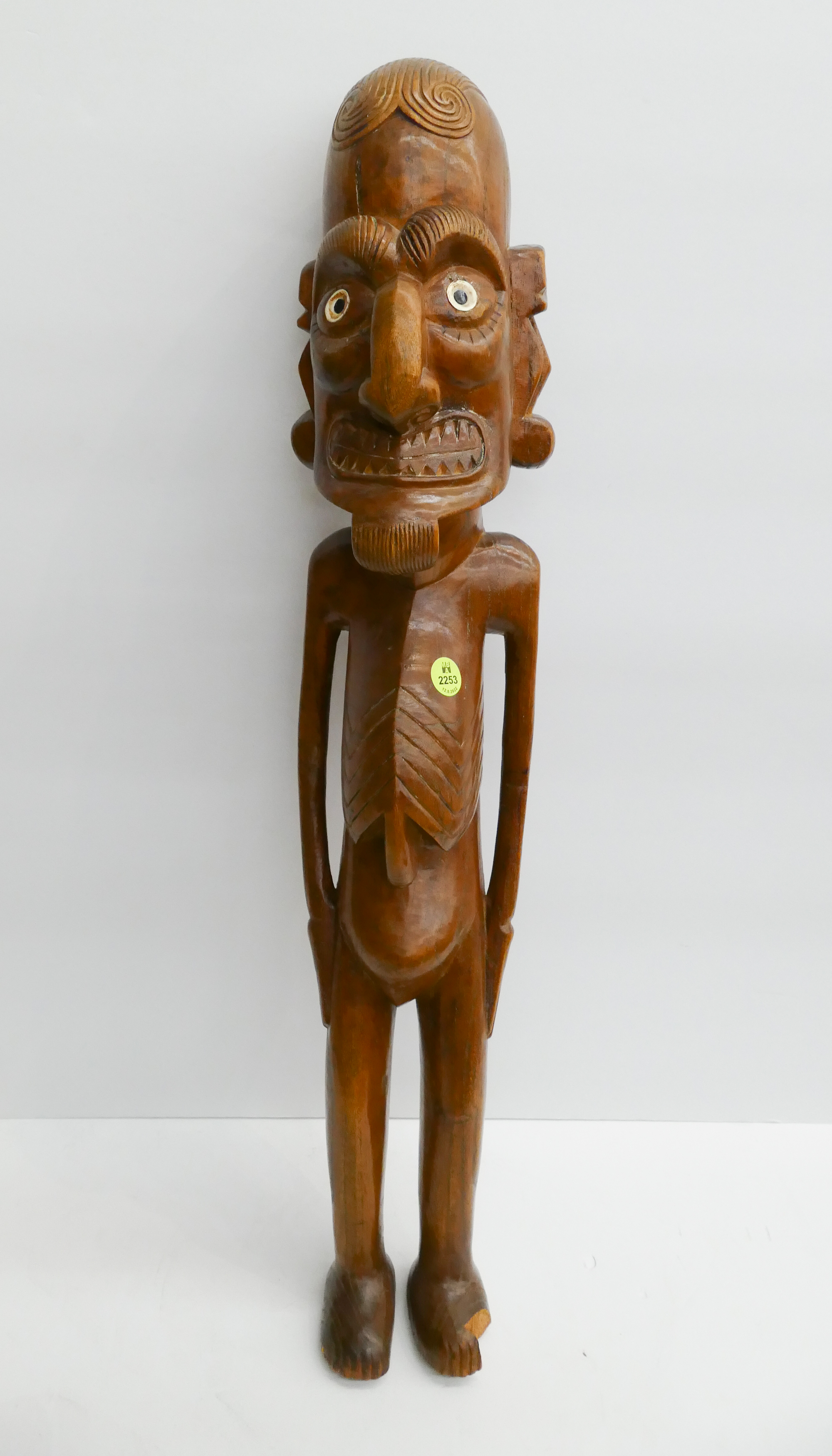 Appraisal: Maori Carved Hardwood Male Figure- chip to foot- ''