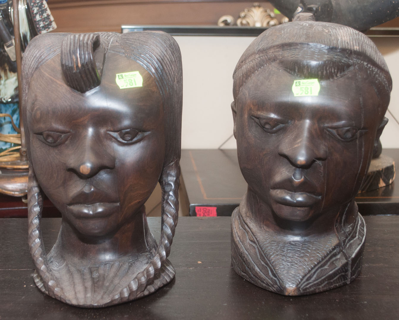 Appraisal: Two carved wood African figures