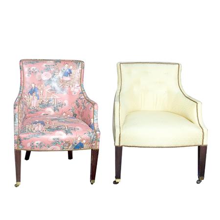 Appraisal: Pair of George III Style Upholstered Bergeres Estimate -