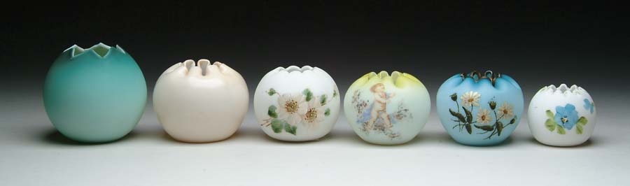 Appraisal: SIX ROSE BOWLS Lot consists of two white opal decorated