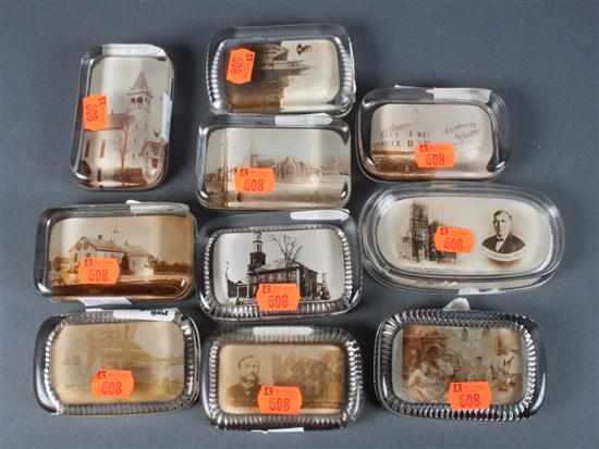 Appraisal: Ten glass paperweights with photographic images late th century Estimate