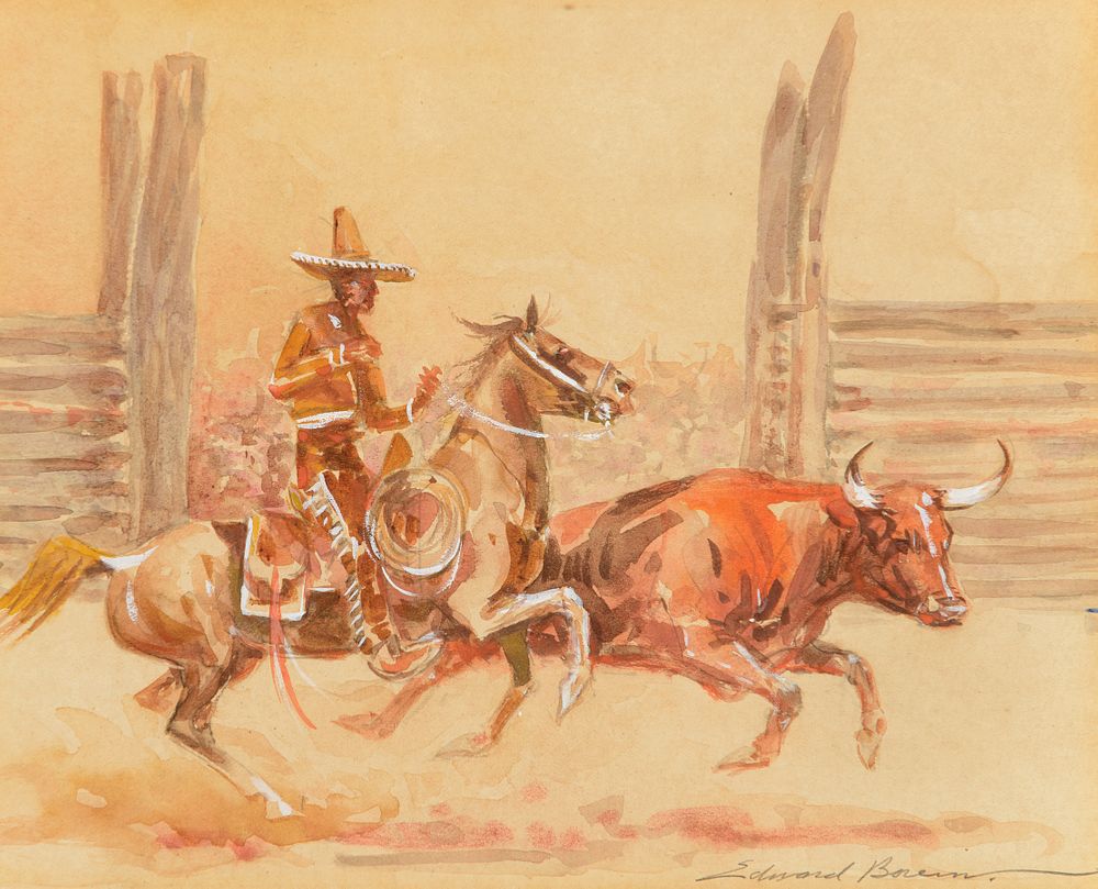 Appraisal: Edward Borein Vaquero and Steer Edward Borein Vaquero and Steer