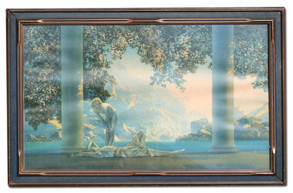 Appraisal: ORIGINAL PARRISH DAYBREAK PRINT '' x '' original frame with