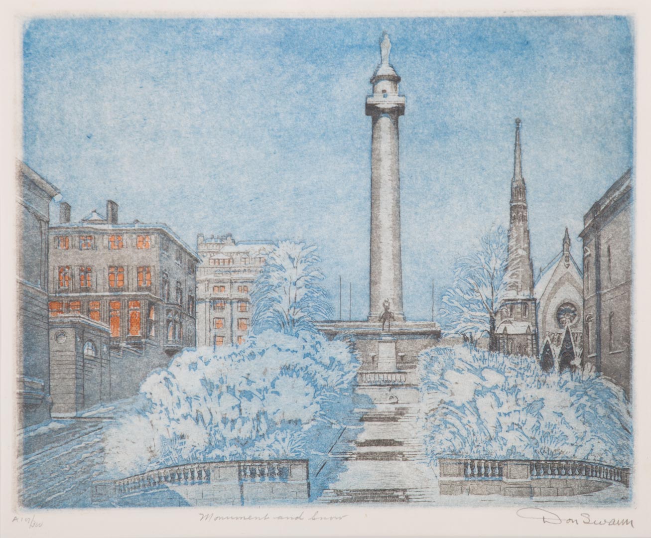 Appraisal: Don Swann Monument and Snow color etching Samuel Donovan American