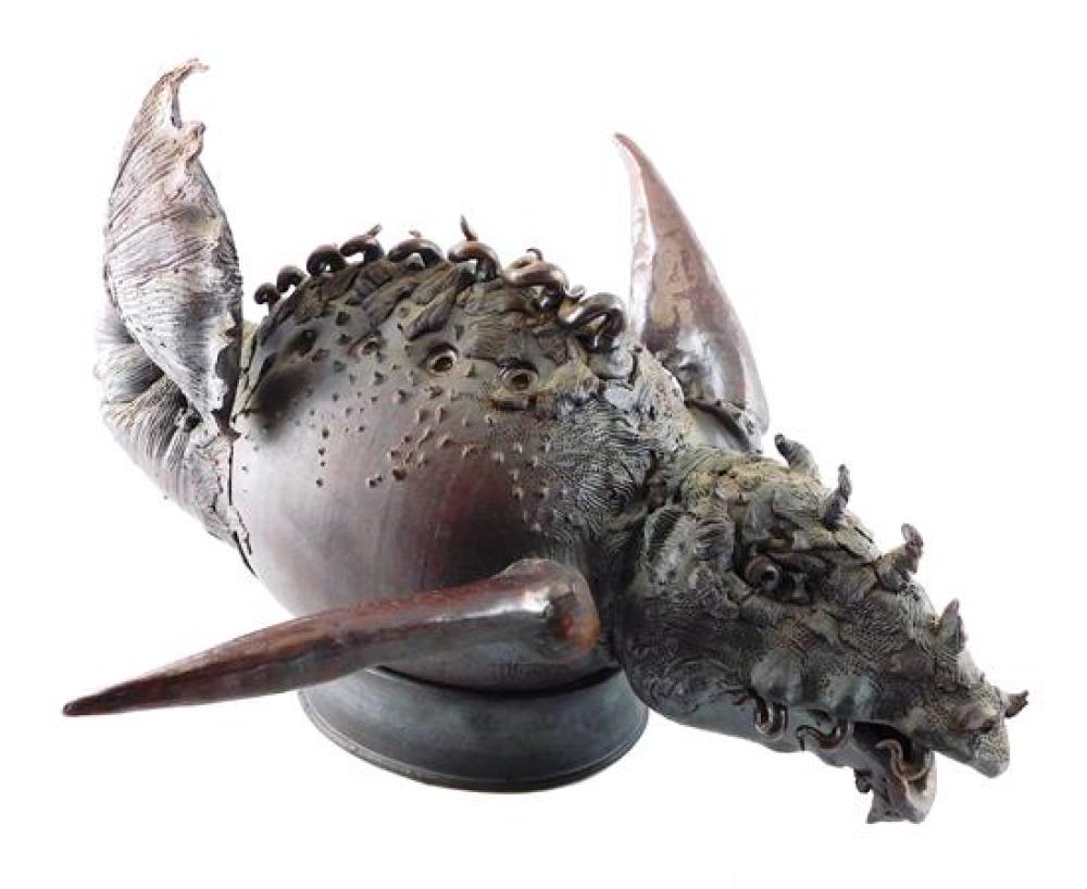 Appraisal: John Hampton Connecticut th C ceramic sculpture fantasy sea creature