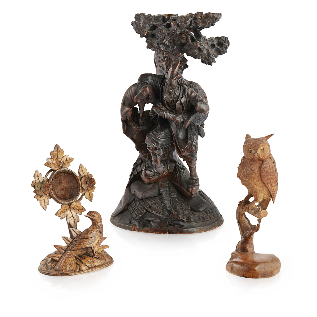 Appraisal: THREE BLACK FOREST CARVED NOVELTY FIGURES LATE TH EARLY TH