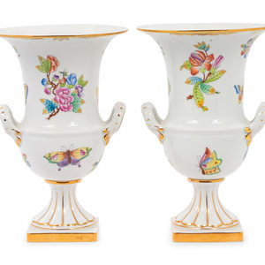 Appraisal: A Pair of Herend Queen Victoria Porcelain Vases th Century