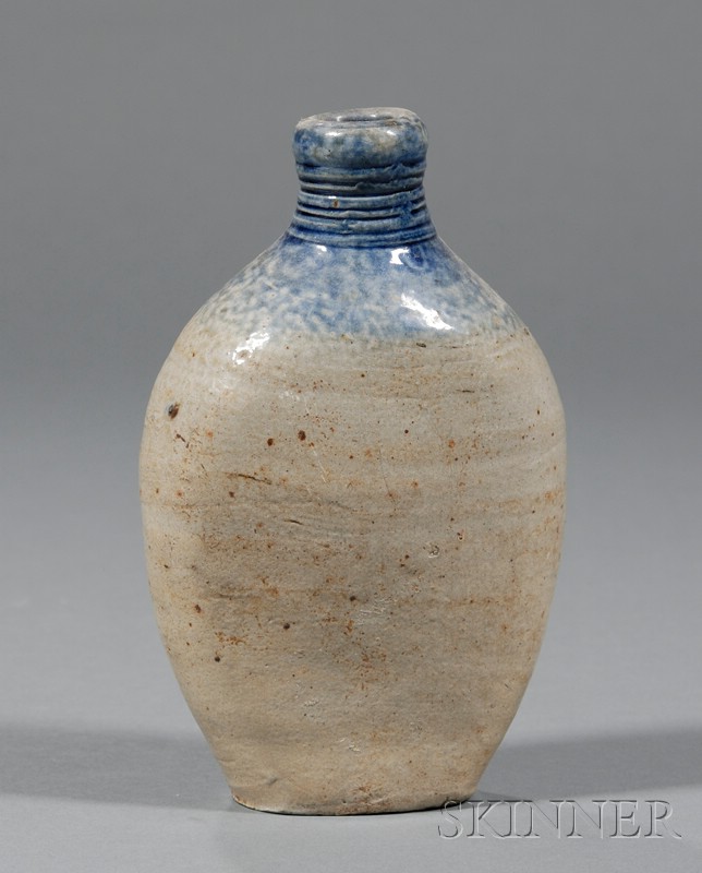 Appraisal: Stoneware Flask America early th century ovoid form with cobalt