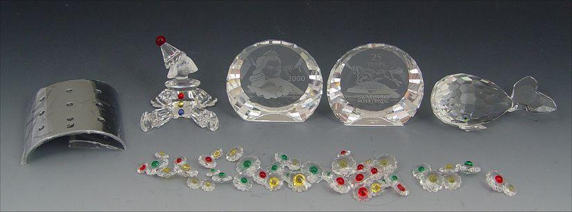 Appraisal: SWAROVSKI CRYSTAL MISC PIECE LOT Whale Michael Stamey designer Retired